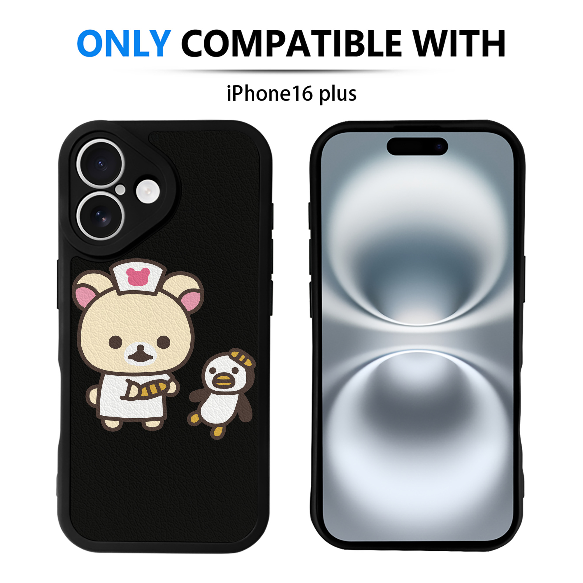 （画像用） リラックマ リラックマ キイロイトリ Rilakkuma Korilakkuma Kiiroitori 【iPhone 16シリーズ対応】シリコンスマホケース（レザー調） 材質：シリコン